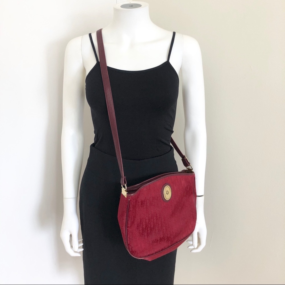 Vintage DIOR dark red crossbody purse handbag